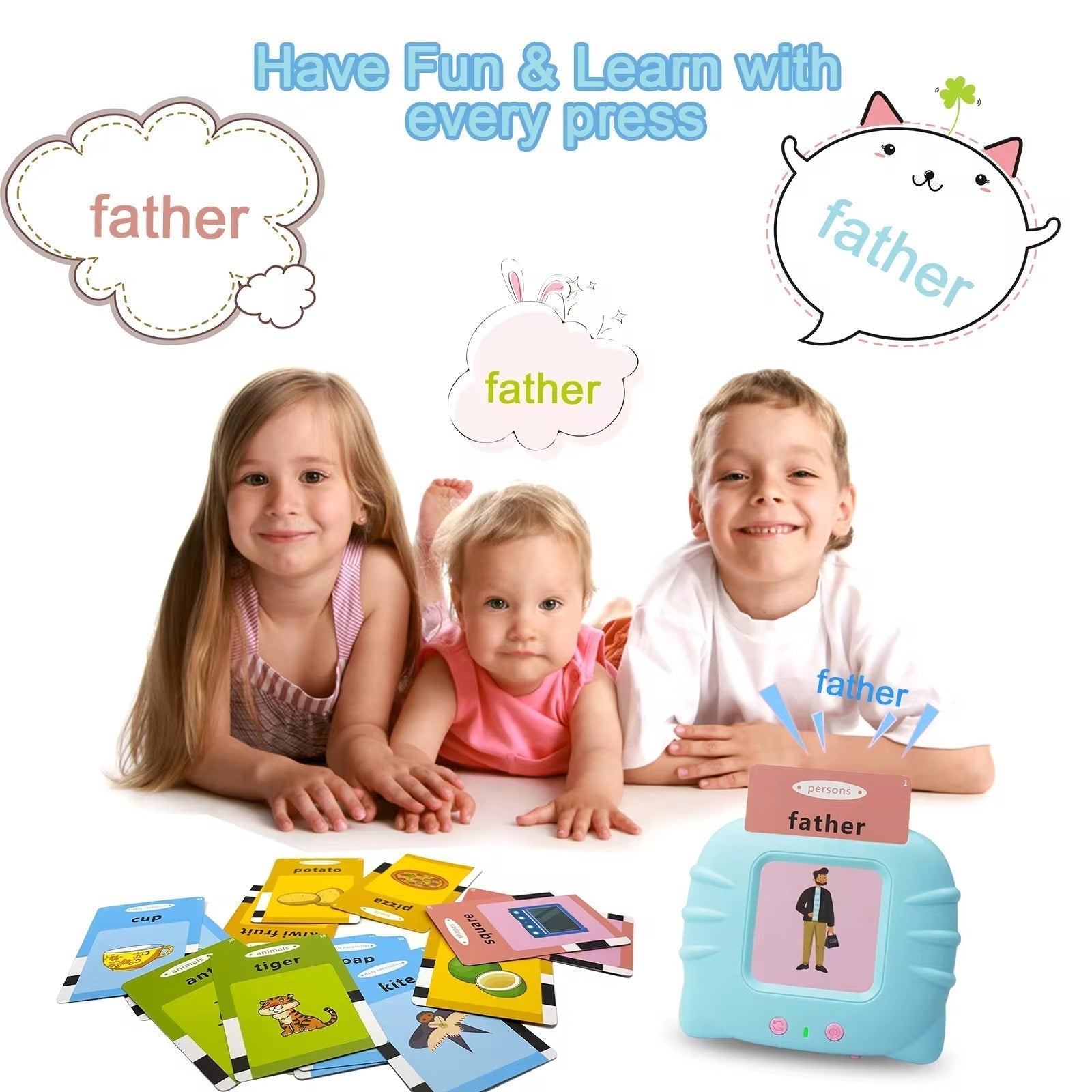 Talking Flash Cards Educational Toy Learn English Words (random Color )